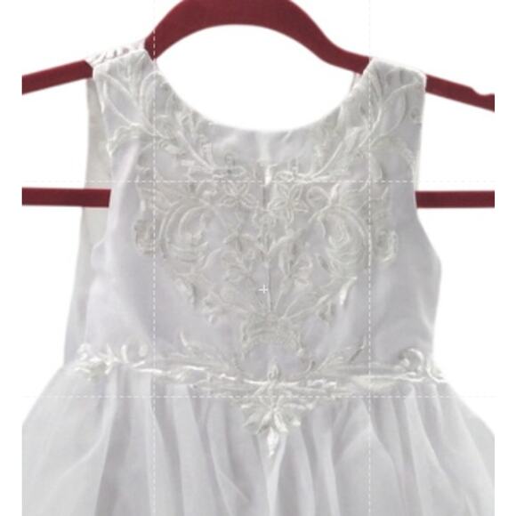 FLOWER GIRL PARTY SZ 4-5 Y white embroidered bow communion baptism NEW B82 - Picture 3 of 7